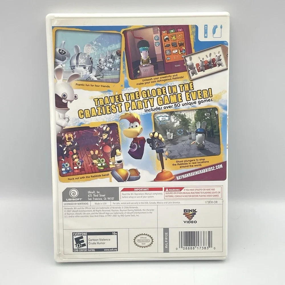 Rayman Raving Rabbids 2 + Rabbids Travel In‎ Time Nintendo Wii Tested Working